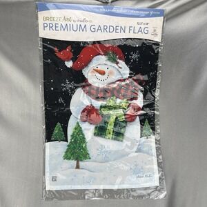 BreezeArt Studio M Buffalo Snowman Premium Garden Flag 12.5" x 18" Christmas NEW